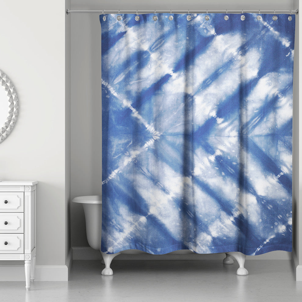 Blue Shibori Pattern 71x74 Shower Curtain