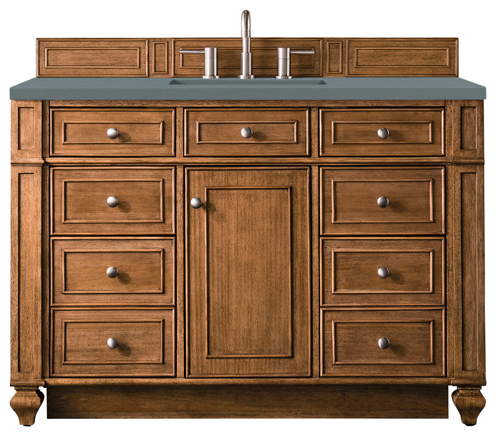 James Martin 157-V48-SBR-3CBL Bristol 48" Single Vanity Saddle Brown Quartz Top