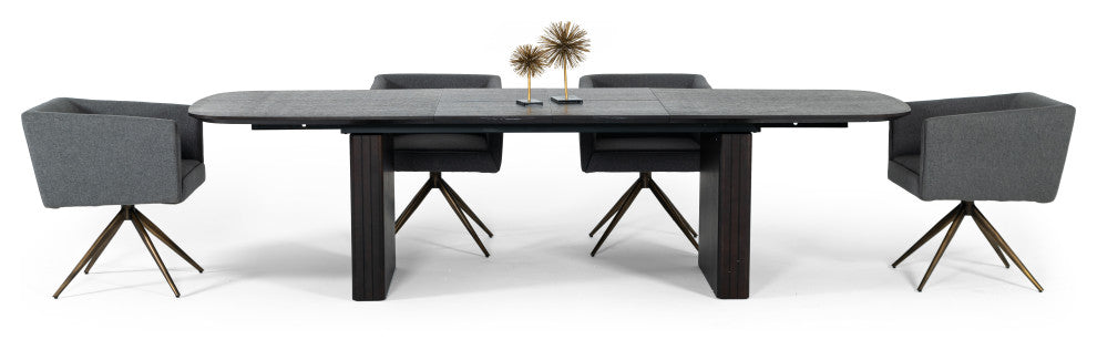 Modrest Calhoun Modern Smoked Oak Extendable Dining Table