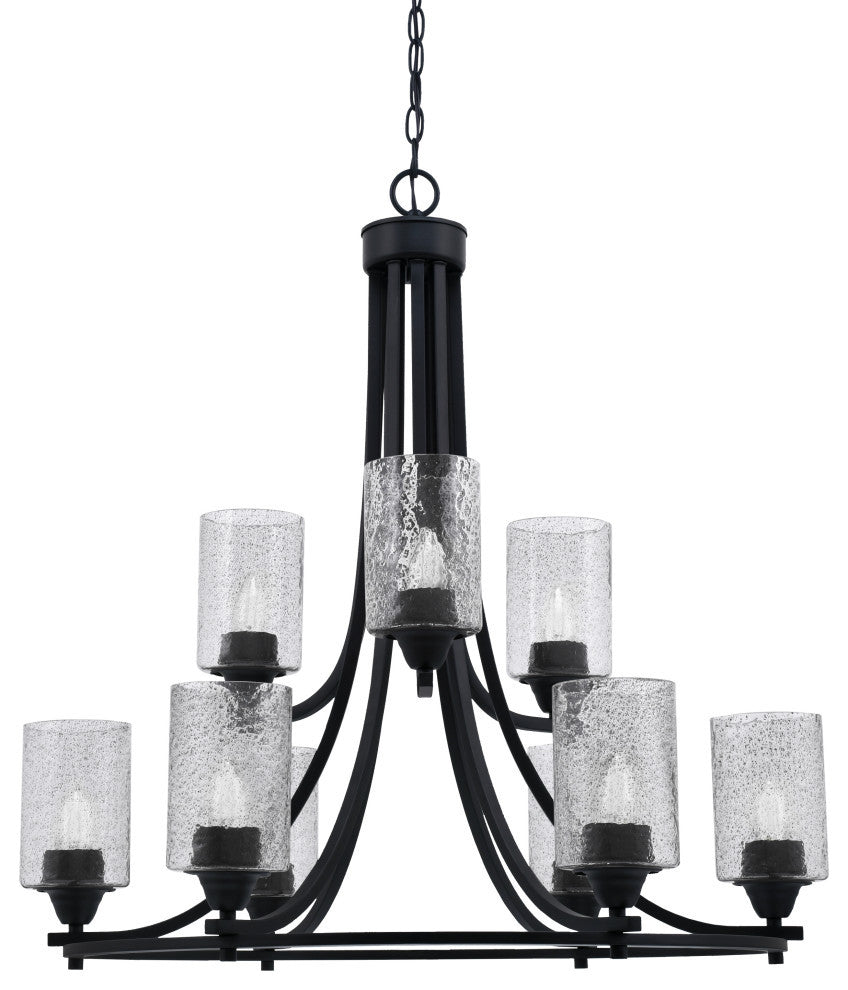 Paramount 9-Light Chandelier, Matte Black, 4" Smoke Bubble Glass