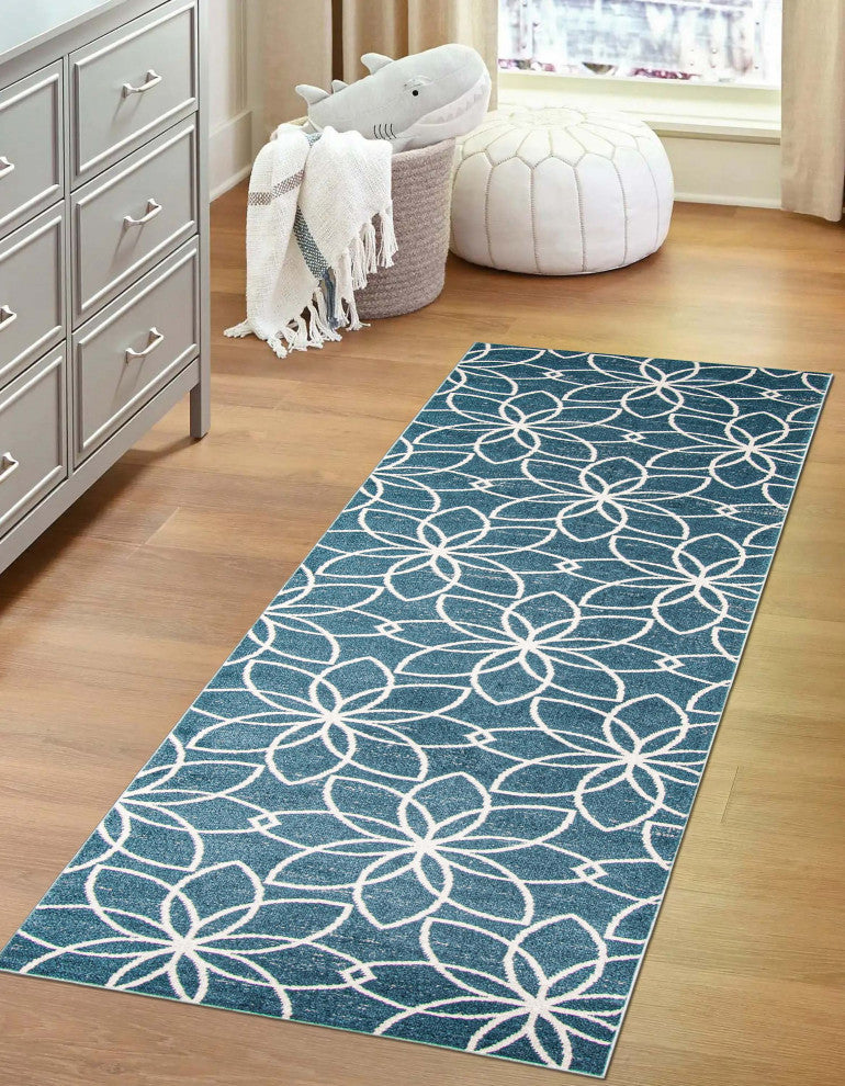 Aqua Terali Area Rug, Turquoise, 2'6"x8'