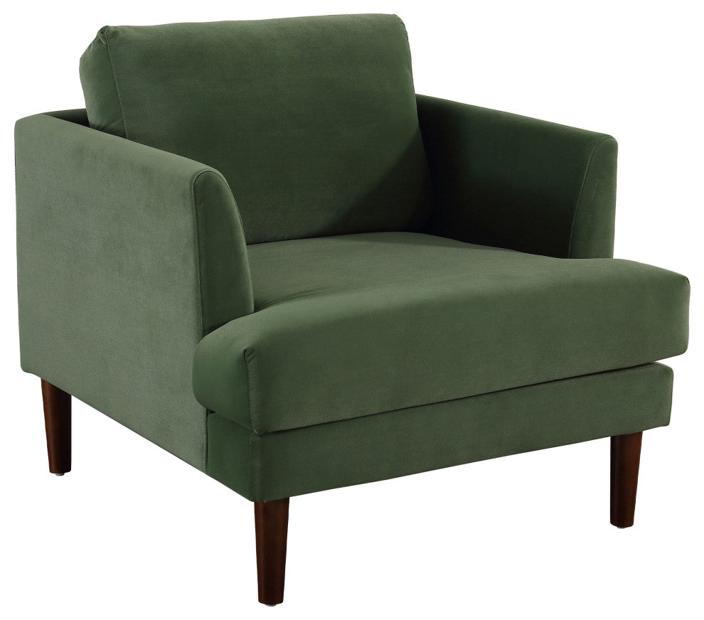 Minae Modern Contemporary Velvet Armchair, Green