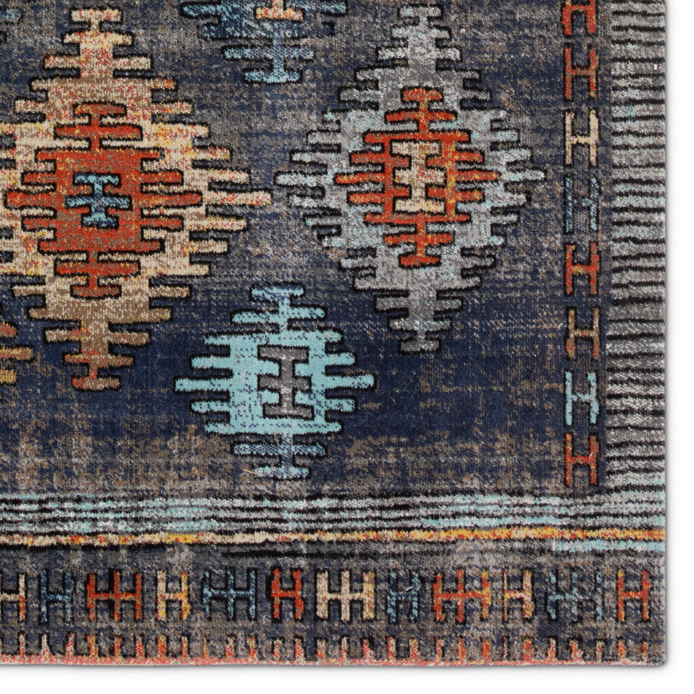 Jaipur Living Dez Indoor/Outdoor Tribal Blue/Orange Rug, 6'x9'