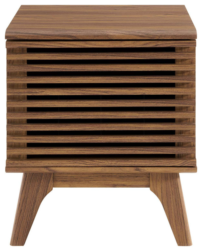 Sofa Side Table Display Stand, Wood, Brown Walnut, Modern, Lounge Hospitality
