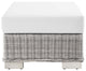 Conway Outdoor Patio Wicker Rattan Ottoman Light Gray White