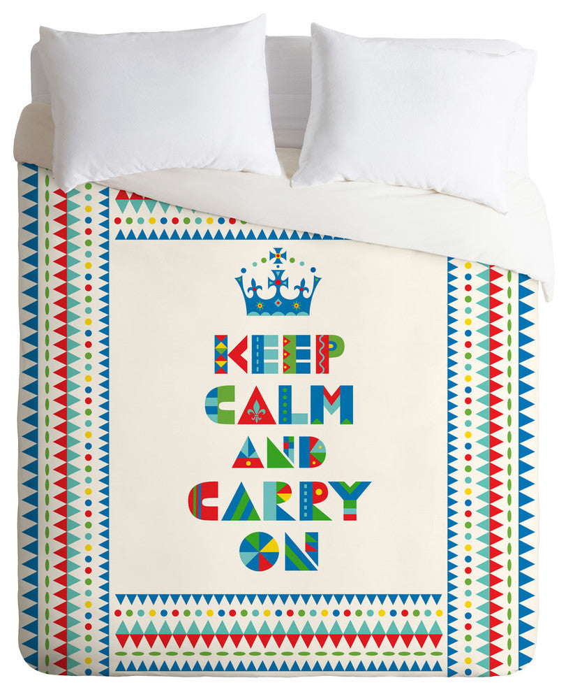 Deny Designs Andi Bird Keep Calm And Carry On Duvet Cover - Lightweight