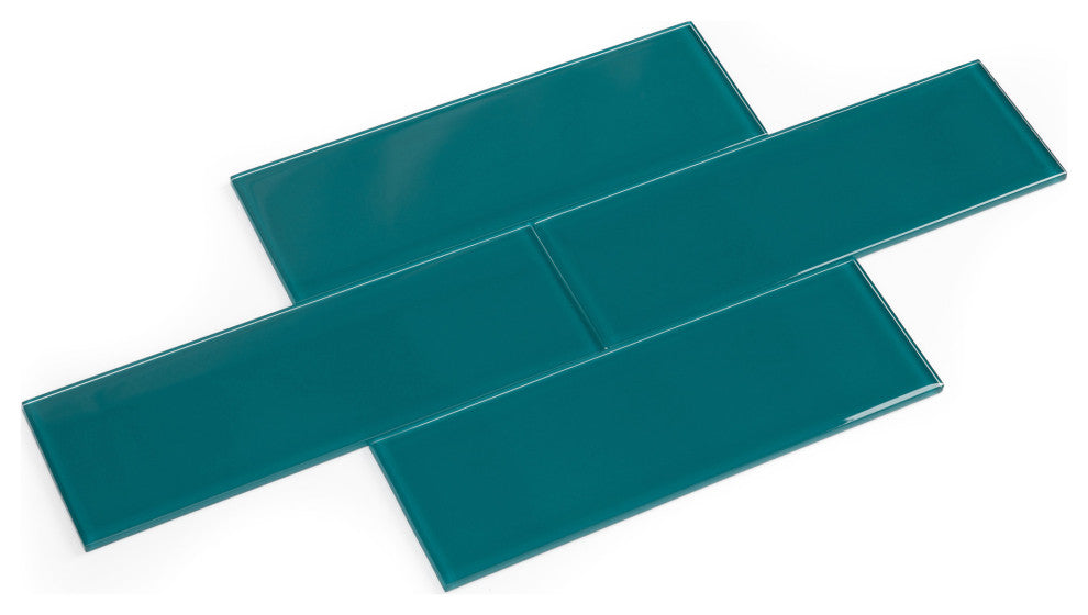 4"x12" Glass Subway Collection, Dark Teal
