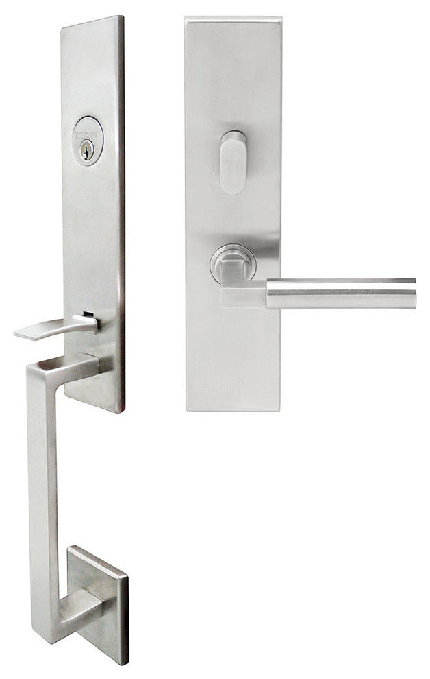 Aurora Lever, Mortise Entry Handleset, Right Hand Reverse, Satin Stainless Steel