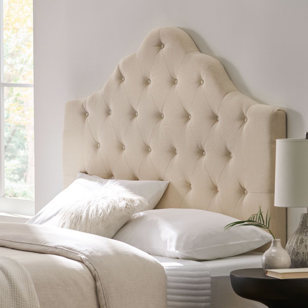 GDF Studio Orlban Beige Fabric Queen, Full Headboard