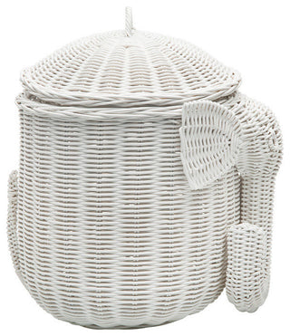 Rattan Elephant Storage Basket, White