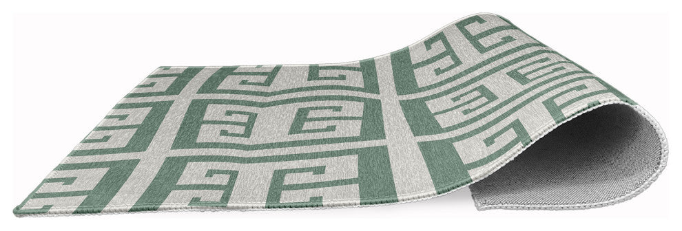 Greek Key Patterned Chenille Rug