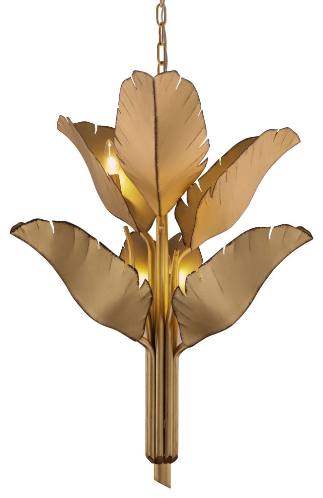 Banana Leaf 6-Lt Chandelier - Gold