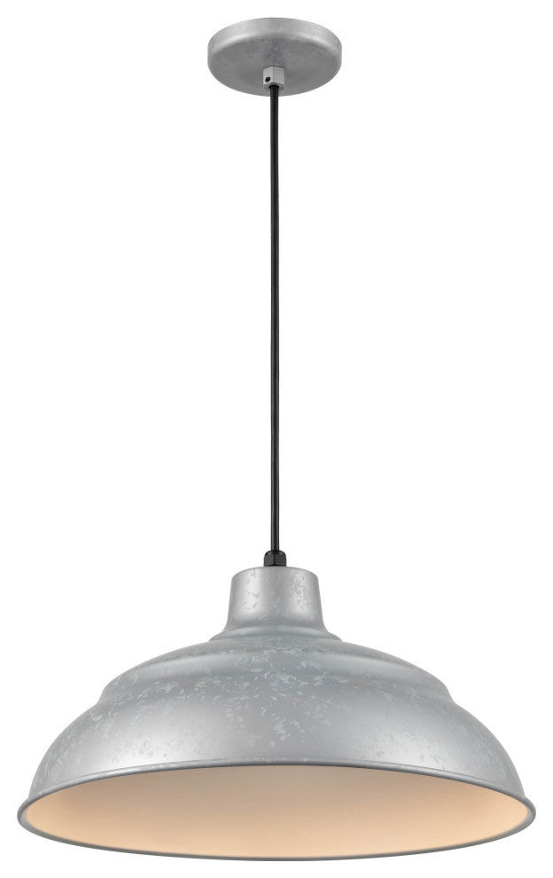 R Series Collection 1 Light 17 in. Painted Galvanized RLM Warehouse/Cord Hung