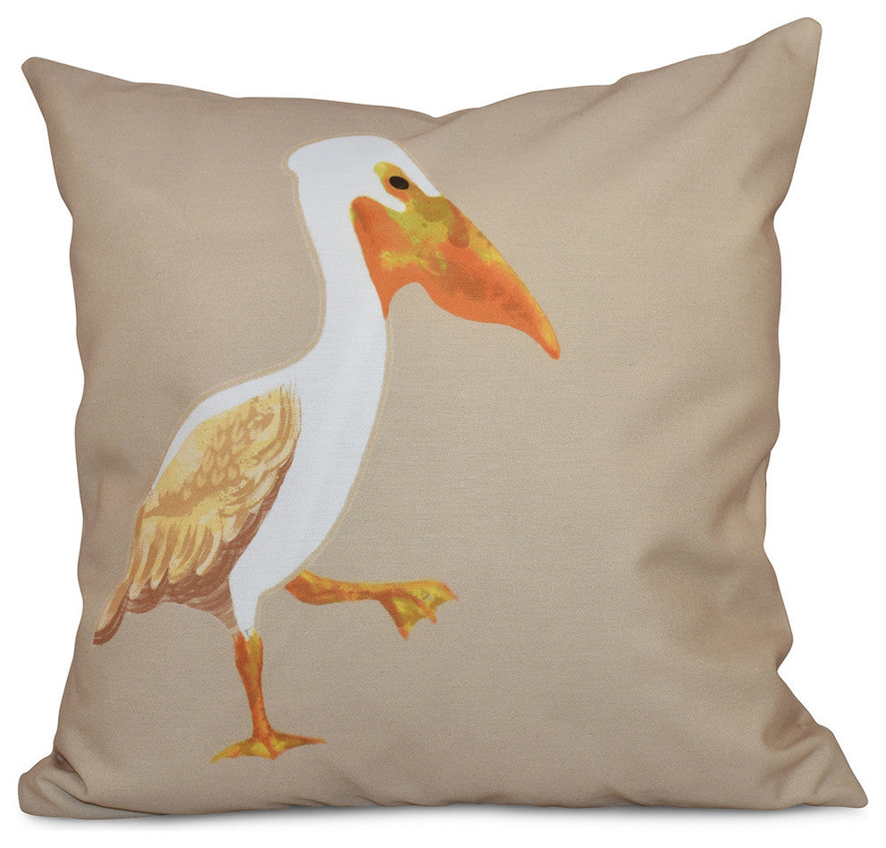 Pelican March, Animal Print Pillow, Taupe And Beige, 26"x26"