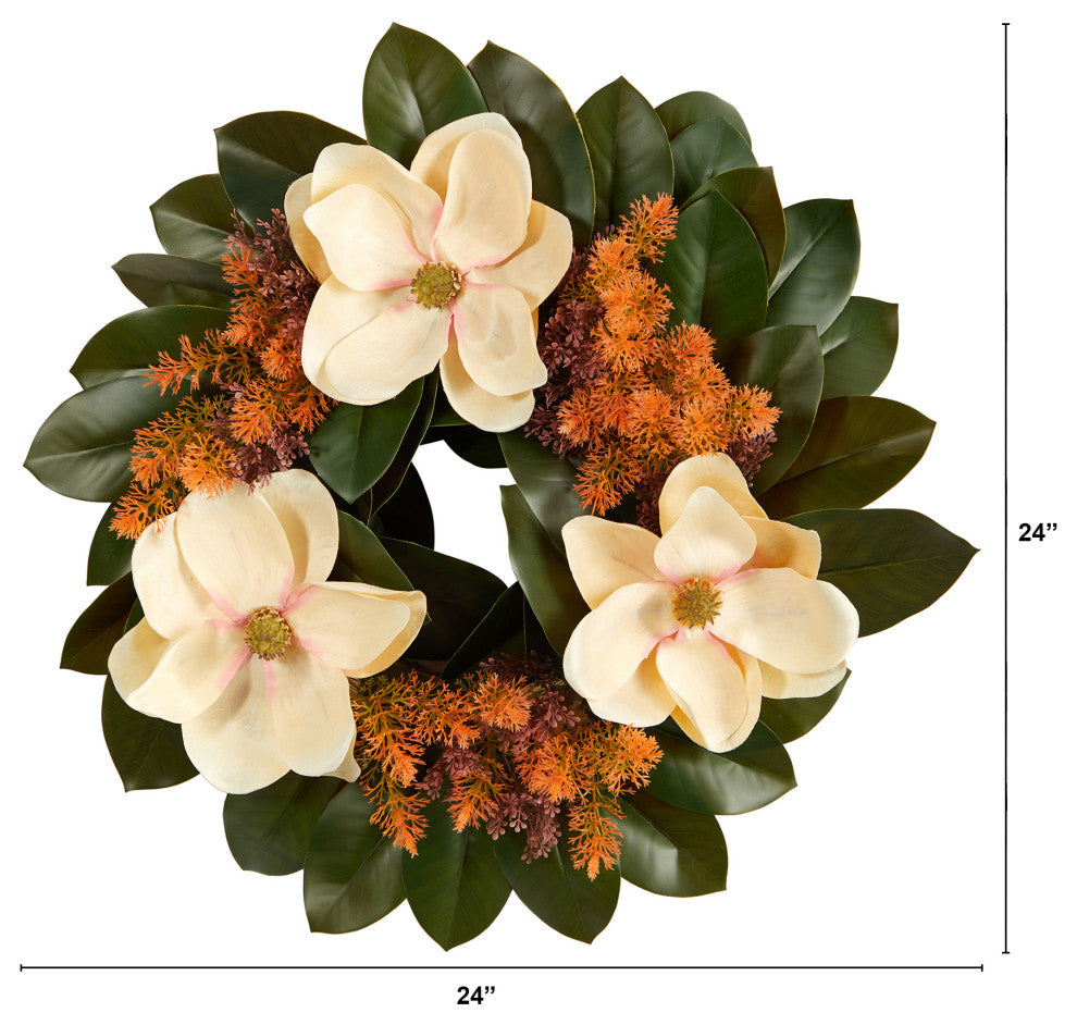 24" Magnolia Artificial Wreath