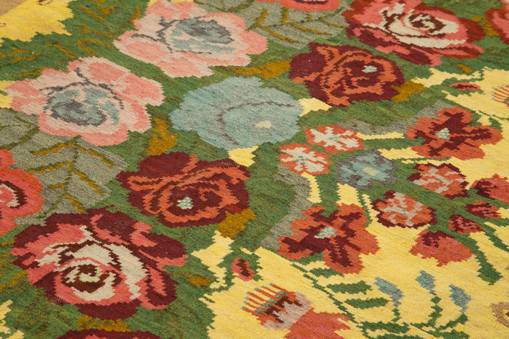 Rug N Carpet - Handmade Bessarabian 6' 7'' x 8' 1'' Vintage Floral Kilim Rug