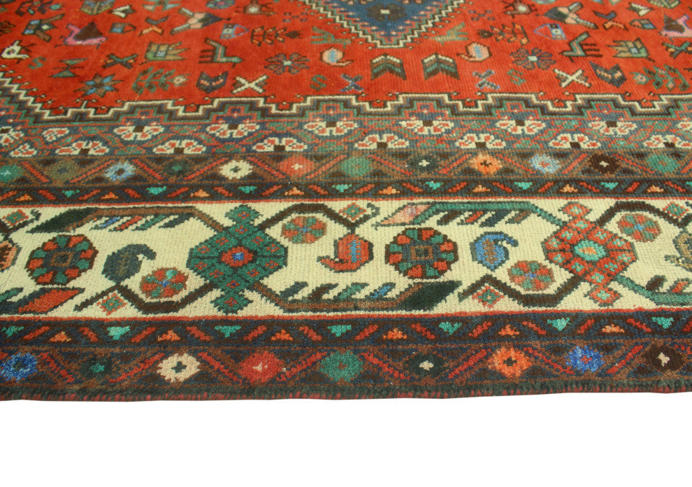 Fine Vintage Distressed Souzan Rust/Ivory Rug, 6'5x9'6
