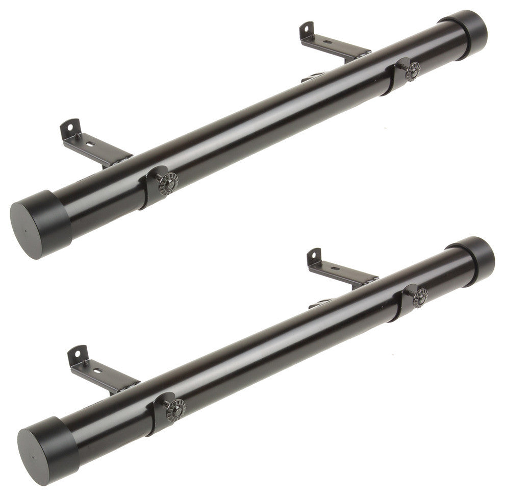 1.5" dia. Side Curtain Rod 12-20" Long, Set of 2, Black