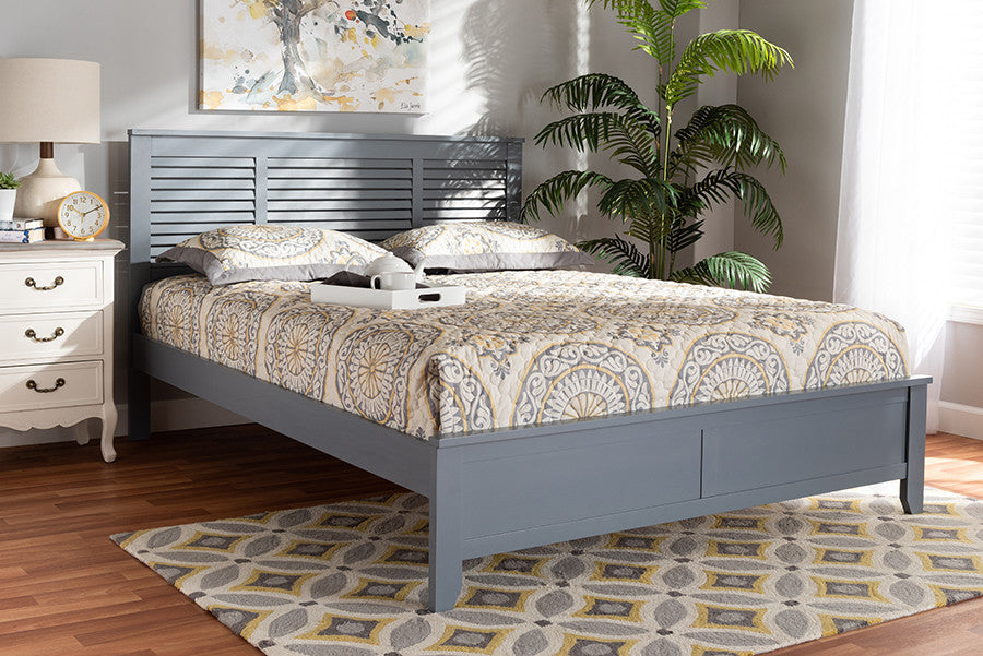 Adela Modern and Contemporary Gray Finished Wood Full Size Platform Bed
