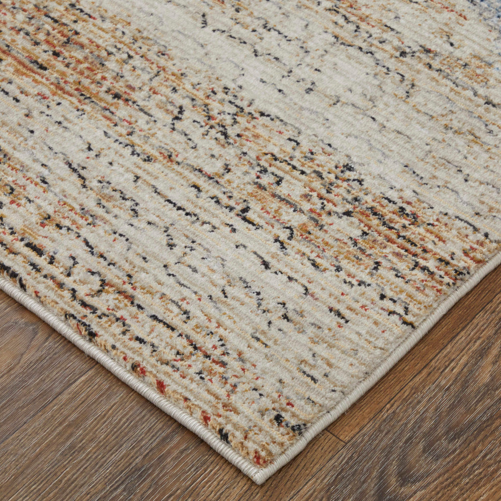 Maxin R39NW Modern/Industrial/Industrial Runner, Ivory/Blue, 2'6"x7'3"