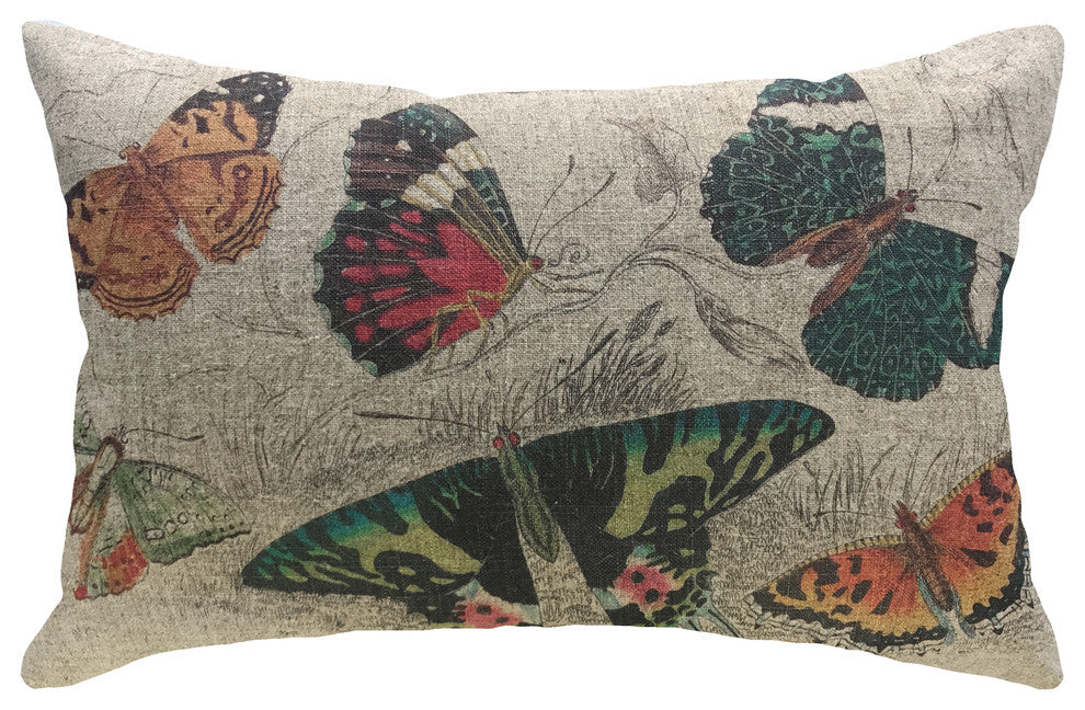 Butterfly Lithograph Linen Pillow