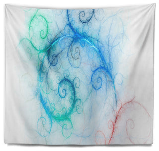 Beautiful Blue Fractal Pattern Abstract Wall Tapestry, 39"x32"