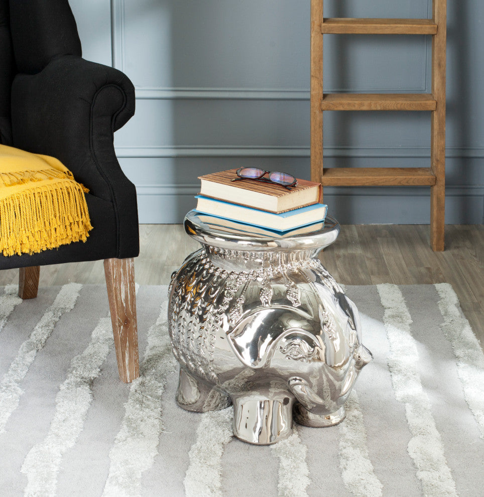 Safavieh Ceramic Elephant Stool, Silver