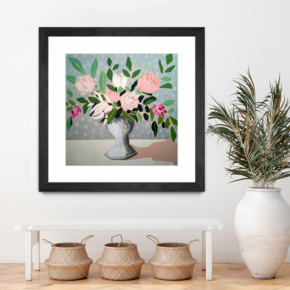 "Florals 1" Matted and Framed, 36"x36"