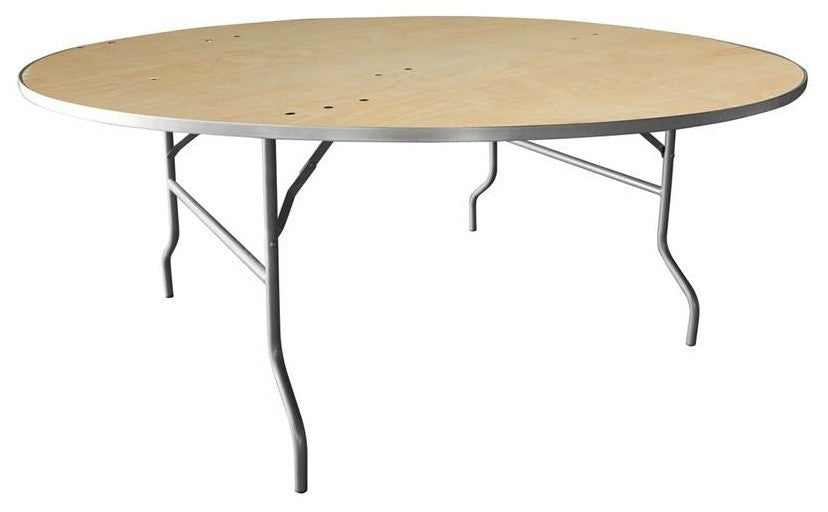 72'' Round HEAVY DUTY Birchwood Folding Banquet Table with METAL Edges