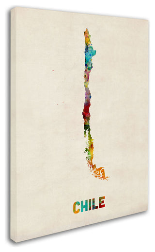'Chile Watercolor Map' Canvas Art by Michael Tompsett
