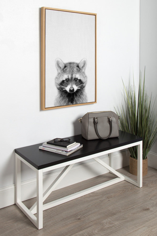 Sylvie Raccoon Framed Canvas by Simon Te Tai, Natural 23x33