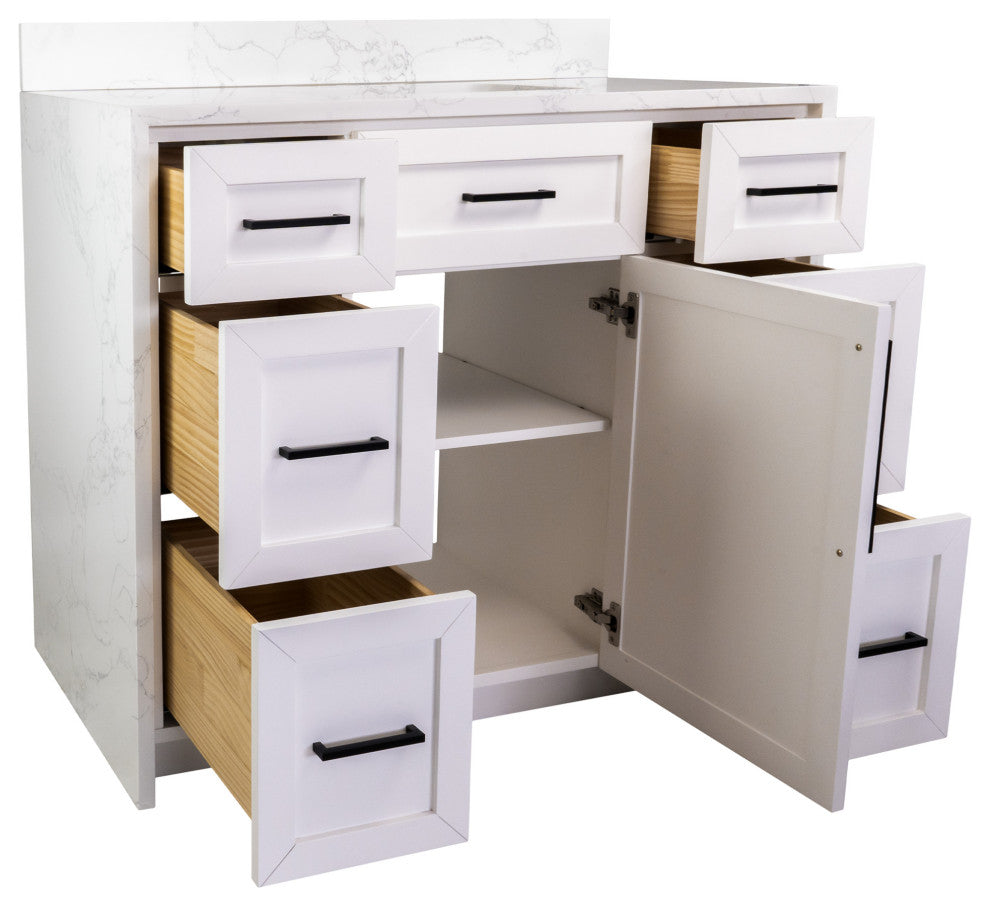 Palisade 42" Bathroom Vanity, White, Engineered Marble