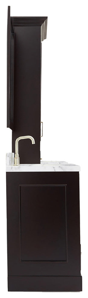 Ariel Stafford 85" Rectangle Sinks Bath Vanity Carrara Marble Espresso