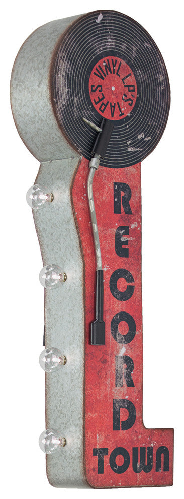 Record Town Vinyl LP's Tapes Vintage LED Sign