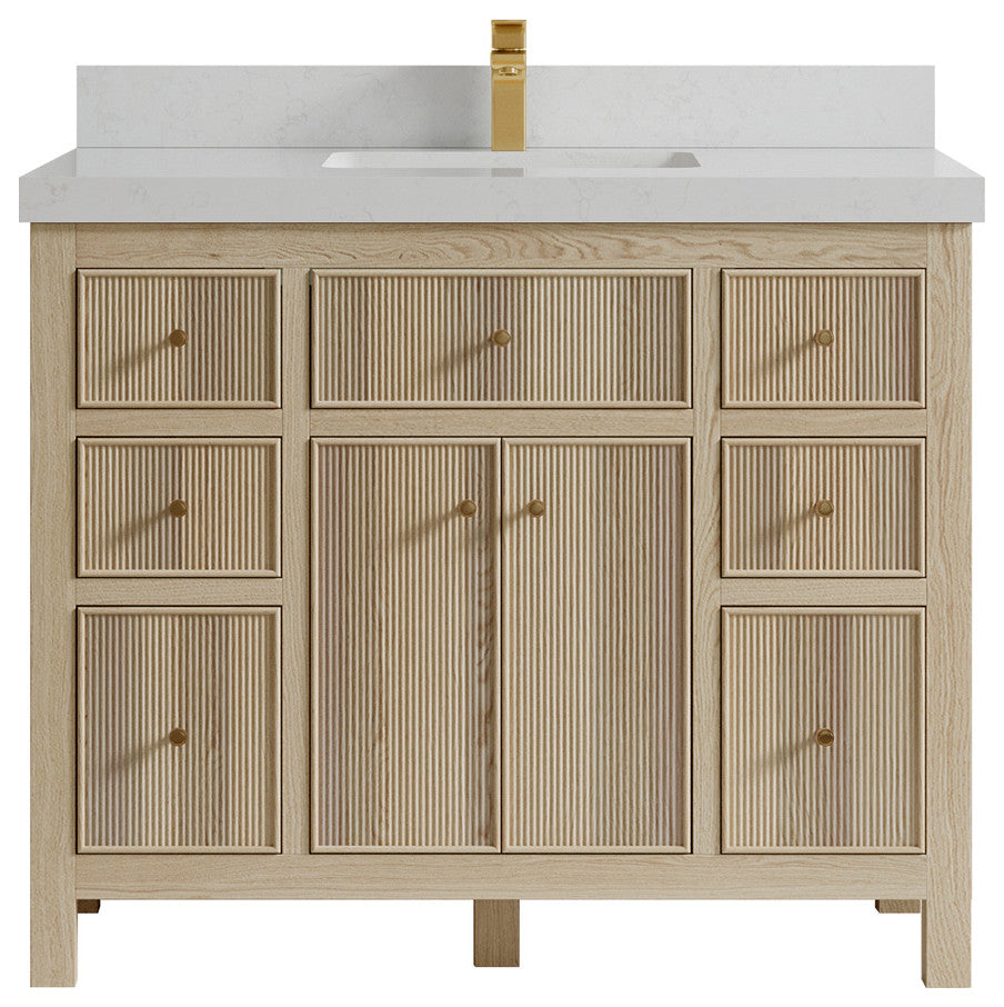 Sonoma Oak 42 Single Sink Bath Vanity with 2" Carrara Quartz