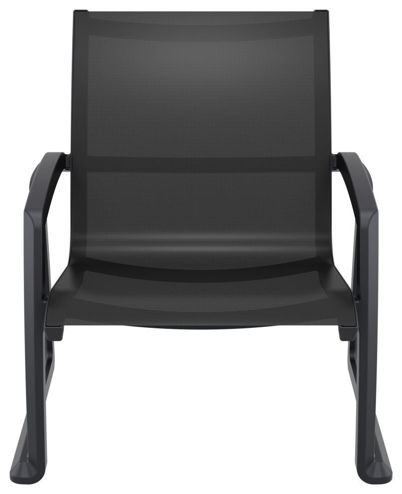 Pacific Club Arm Chair Frame Black Sling Set of 2, Black-Black