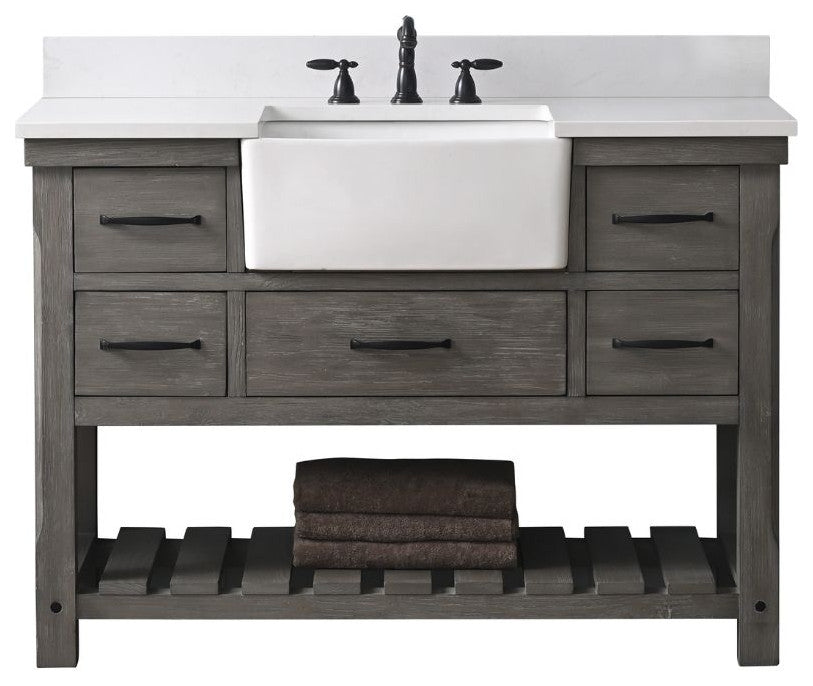 Wesley 48" Bathroom Vanity, Weathered Gray