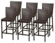 TKC Napa Outdoor Wicker Bar Stools in Espresso (Set of 6)