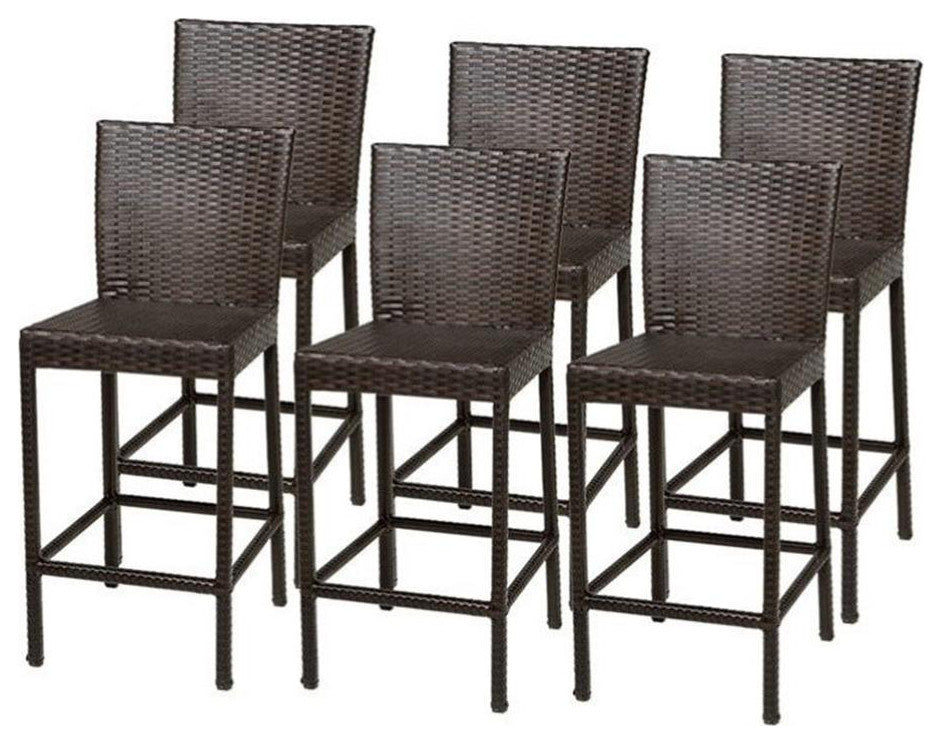 TKC Napa Outdoor Wicker Bar Stools in Espresso (Set of 6)