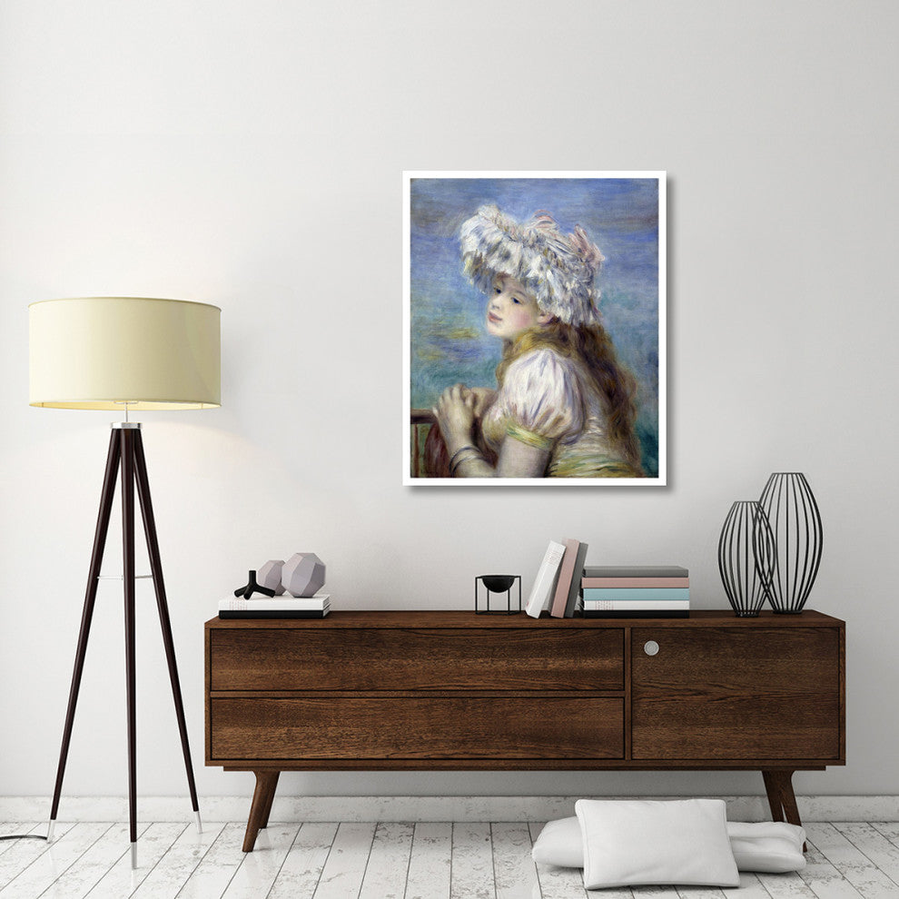 "Young Girl in a Lace Hat" Digital Paper Print by Pierre-Auguste Renoir, 35"x42"