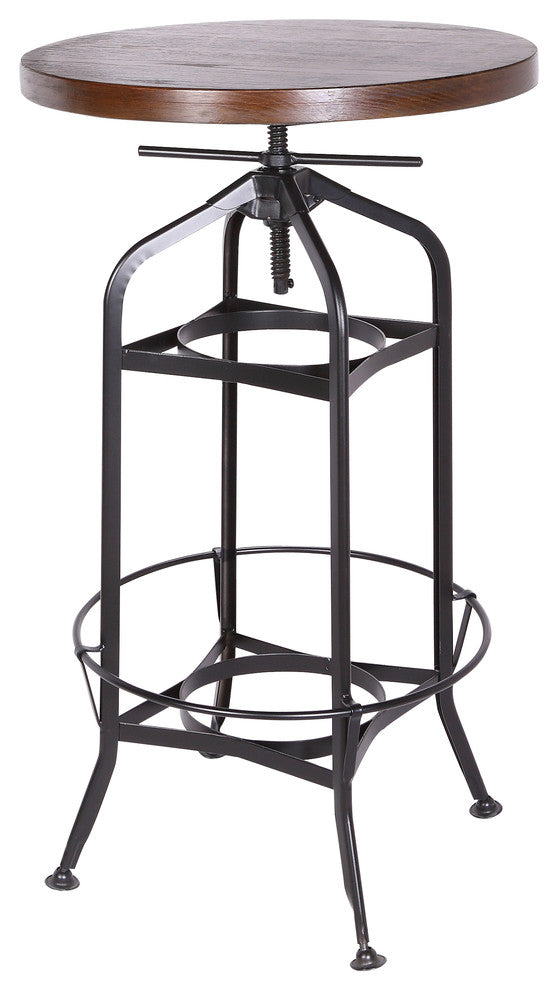 Round Ash Veneer Table With Adjustable Height, Black Round Base, 24"