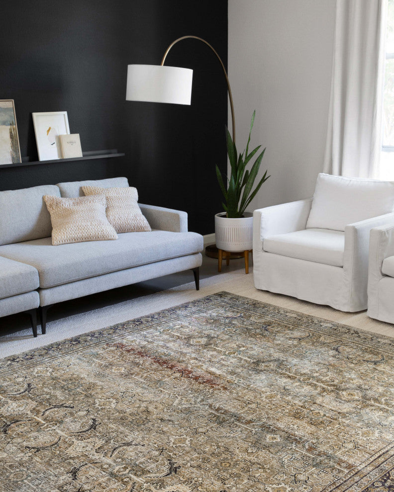 Olive Charcoal Layla Printed Area Rug by Loloi II, 2'-6"x12'-0"