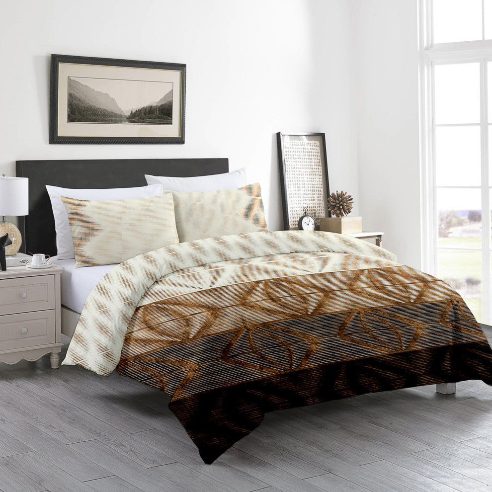 Delara GOTS Organic Cotton Aztec Reversible Print Duvet Cover Set, Queen(88"x92"