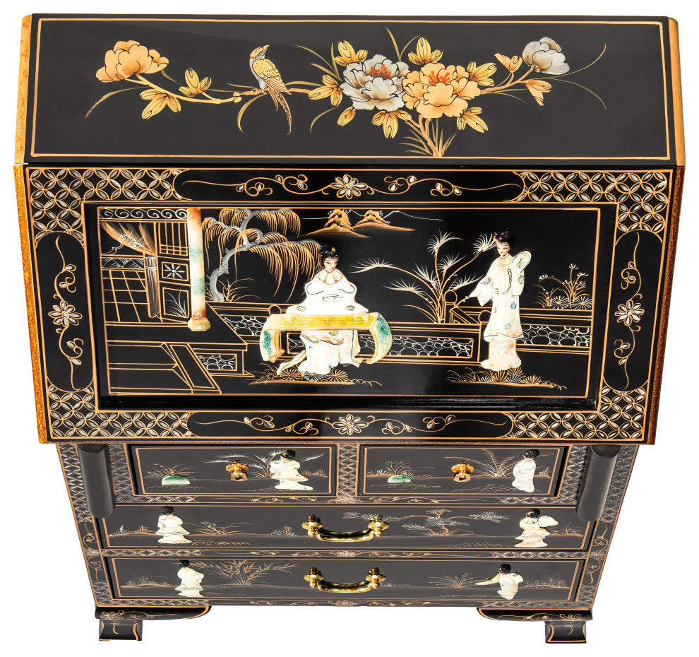 Black Lacquer Secretary Desk Royal Ladies