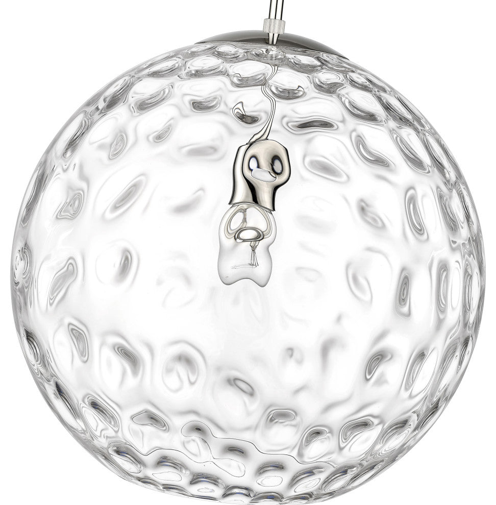 Mackenzie Polished Nickel <br> 1-Light Pendant With Rippled Water glass