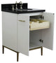 25" Single Sink Vanity, White Finish With Black Galaxy Granite And Oval Sink