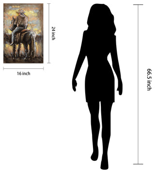 "Cowboy" Mixed Media Iron Hand Painted Dimensional Wall Art