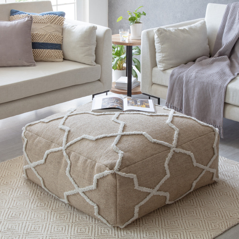 Cloud Nine 34" x 34" x 16" Brown and Ivory Ottoman