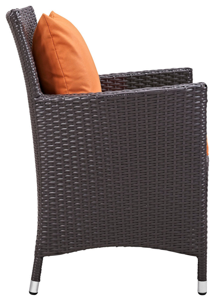9 Piece Outdoor Dining Set, Faux Wicker Rattan, Orange