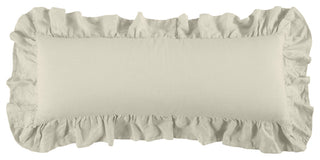 Washed Linen Ruffled Lumbar Pillow, 14" x 36", Light Tan, 1PC